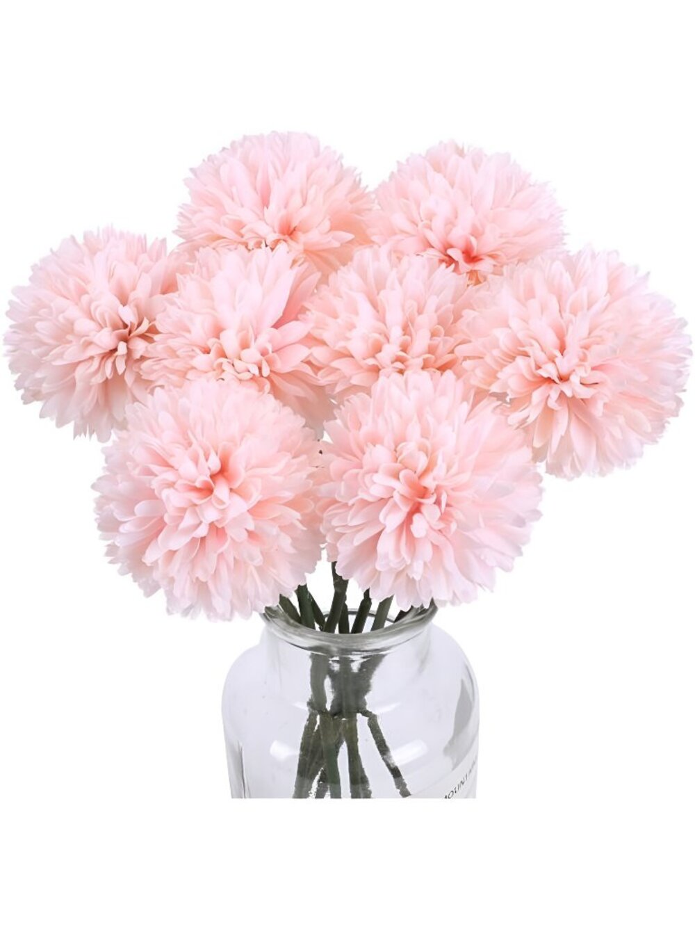 Artificial Chrysanthemum Ball 8PCS, Hydrangea Silk, Champagne Pink